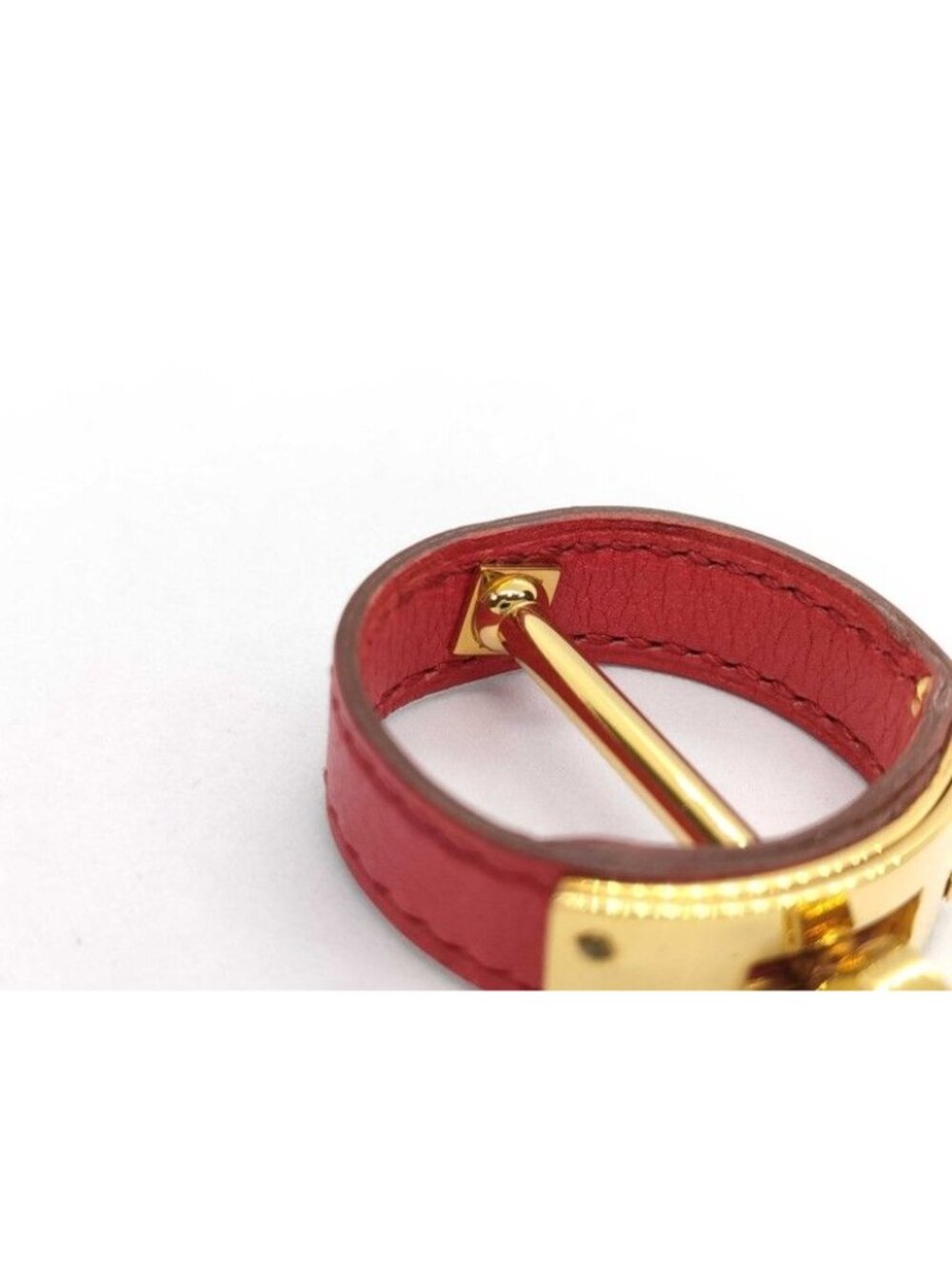Hermes Scarf Ring Kelly Gold Red Leather - Picture 7 of 10